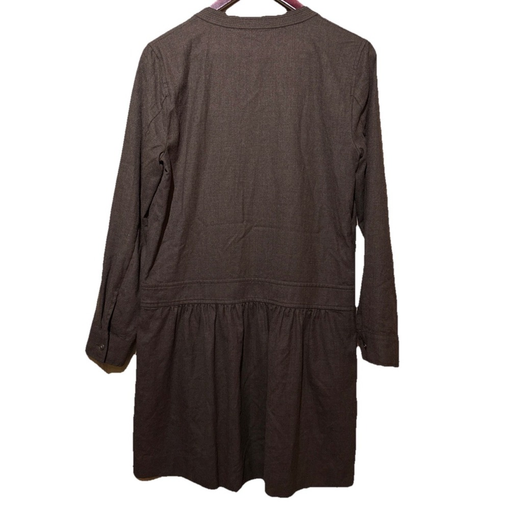 J.Crew 100% Wool Pintuck Tunic Dress Brown Long Sleeve Size 8 - Picture 3 of 4